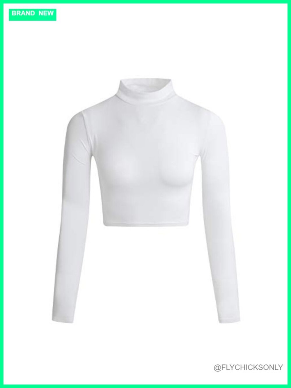Long Sleeve Mock Neck Crop Top Stretch Base Layer T-Shirt